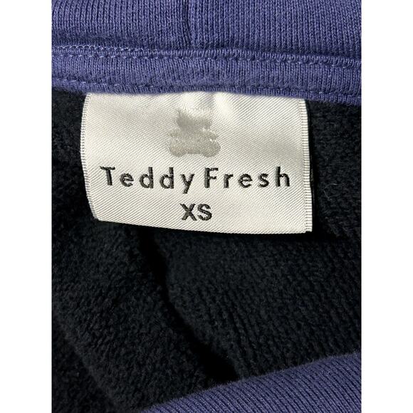 Teddy Fresh Colorblock Hoodie Purple Blue Drawstring Cotton Size XS - Picture 6 of 6